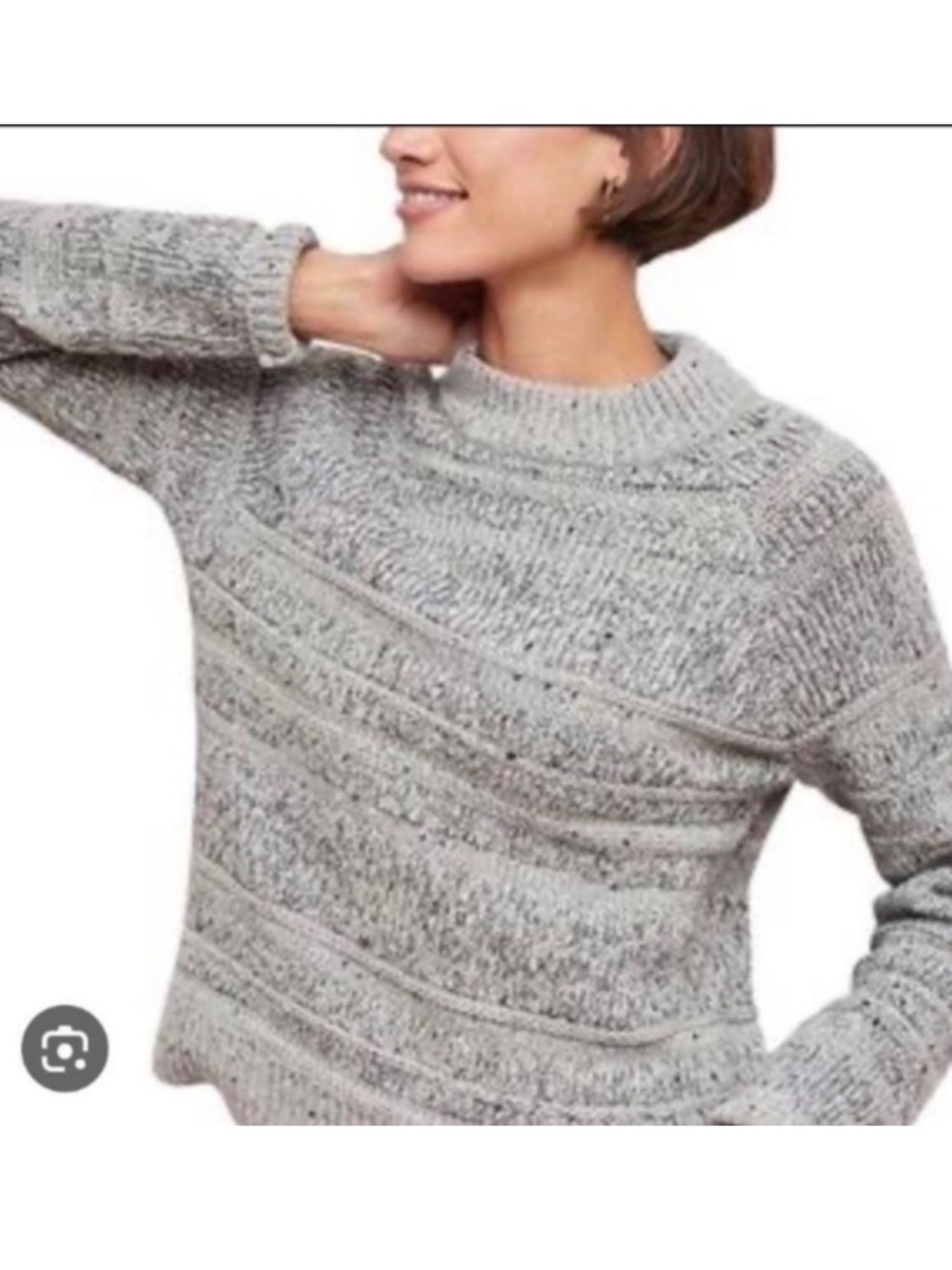 Anthropologie Seen Worn Kept Gray Mockneck Knit Striped Sweater XS